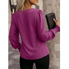 image:imageANRABESS Womens Business Casual Blouses Long Sleeve Tops  V Neck Puff Sleeve Smocked Cuff Shirts Soft Breathable Dressy Elegant Office Work Outfits Fall Spring ClothesPurple Red