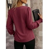 image:imageANRABESS Womens Business Casual Blouses Long Sleeve Tops  V Neck Puff Sleeve Smocked Cuff Shirts Soft Breathable Dressy Elegant Office Work Outfits Fall Spring ClothesBurgundy Wine Red