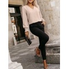 image:imageANRABESS Womens Business Casual Blouses Long Sleeve Tops  V Neck Puff Sleeve Smocked Cuff Shirts Soft Breathable Dressy Elegant Office Work Outfits Fall Spring ClothesParchment
