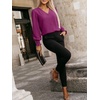 image:imageANRABESS Womens Business Casual Blouses Long Sleeve Tops  V Neck Puff Sleeve Smocked Cuff Shirts Soft Breathable Dressy Elegant Office Work Outfits Fall Spring ClothesPurple Red