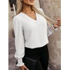 image:imageANRABESS Womens Business Casual Blouses Long Sleeve Tops  V Neck Puff Sleeve Smocked Cuff Shirts Soft Breathable Dressy Elegant Office Work Outfits Fall Spring ClothesWhite