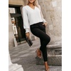 image:imageANRABESS Womens Business Casual Blouses Long Sleeve Tops  V Neck Puff Sleeve Smocked Cuff Shirts Soft Breathable Dressy Elegant Office Work Outfits Fall Spring ClothesWhite