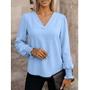 image:imageANRABESS Womens Business Casual Blouses Long Sleeve Tops  V Neck Puff Sleeve Smocked Cuff Shirts Soft Breathable Dressy Elegant Office Work Outfits Fall Spring ClothesBright Bblue