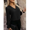 image:imageANRABESS Womens Business Casual Blouses Long Sleeve Tops  V Neck Puff Sleeve Smocked Cuff Shirts Soft Breathable Dressy Elegant Office Work Outfits Fall Spring ClothesBlack