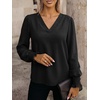 image:imageANRABESS Womens Business Casual Blouses Long Sleeve Tops  V Neck Puff Sleeve Smocked Cuff Shirts Soft Breathable Dressy Elegant Office Work Outfits Fall Spring ClothesBlack