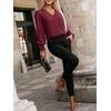 image:imageANRABESS Womens Business Casual Blouses Long Sleeve Tops  V Neck Puff Sleeve Smocked Cuff Shirts Soft Breathable Dressy Elegant Office Work Outfits Fall Spring ClothesBurgundy Wine Red