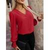 image:imageANRABESS Womens Business Casual Blouses Long Sleeve Tops  V Neck Puff Sleeve Smocked Cuff Shirts Soft Breathable Dressy Elegant Office Work Outfits Fall Spring ClothesRed