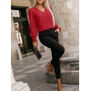 image:imageANRABESS Womens Business Casual Blouses Long Sleeve Tops  V Neck Puff Sleeve Smocked Cuff Shirts Soft Breathable Dressy Elegant Office Work Outfits Fall Spring ClothesRed