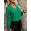 image:imageANRABESS Womens Business Casual Blouses Long Sleeve Tops  V Neck Puff Sleeve Smocked Cuff Shirts Soft Breathable Dressy Elegant Office Work Outfits Fall Spring ClothesGreen