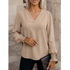 image:imageANRABESS Womens Business Casual Blouses Long Sleeve Tops  V Neck Puff Sleeve Smocked Cuff Shirts Soft Breathable Dressy Elegant Office Work Outfits Fall Spring ClothesYellow Khaki