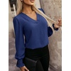 image:imageANRABESS Womens Business Casual Blouses Long Sleeve Tops  V Neck Puff Sleeve Smocked Cuff Shirts Soft Breathable Dressy Elegant Office Work Outfits Fall Spring ClothesNavy Blue