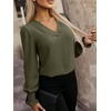 image:imageANRABESS Womens Business Casual Blouses Long Sleeve Tops  V Neck Puff Sleeve Smocked Cuff Shirts Soft Breathable Dressy Elegant Office Work Outfits Fall Spring ClothesArmy Green