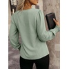 image:imageANRABESS Womens Business Casual Blouses Long Sleeve Tops  V Neck Puff Sleeve Smocked Cuff Shirts Soft Breathable Dressy Elegant Office Work Outfits Fall Spring ClothesLight Green