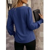 image:imageANRABESS Womens Business Casual Blouses Long Sleeve Tops  V Neck Puff Sleeve Smocked Cuff Shirts Soft Breathable Dressy Elegant Office Work Outfits Fall Spring ClothesNavy Blue