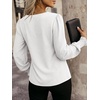 image:imageANRABESS Womens Business Casual Blouses Long Sleeve Tops  V Neck Puff Sleeve Smocked Cuff Shirts Soft Breathable Dressy Elegant Office Work Outfits Fall Spring ClothesWhite