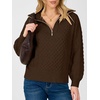 image:imageANRABESS Womens Cable Knit Quarter Zip Pullover Sweaters  Long Sleeve V Neck Collared Cozy Warm Loose Tops Business Casual Work Office Daily Wear 2026 Fall Winter Fashion OutfitsCoffee
