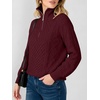 image:imageANRABESS Womens Cable Knit Quarter Zip Pullover Sweaters  Long Sleeve V Neck Collared Cozy Warm Loose Tops Business Casual Work Office Daily Wear 2026 Fall Winter Fashion OutfitsDark Red