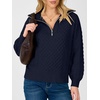 image:imageANRABESS Womens Cable Knit Quarter Zip Pullover Sweaters  Long Sleeve V Neck Collared Cozy Warm Loose Tops Business Casual Work Office Daily Wear 2026 Fall Winter Fashion OutfitsNavy Blue