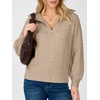 image:imageANRABESS Womens Cable Knit Quarter Zip Pullover Sweaters  Long Sleeve V Neck Collared Cozy Warm Loose Tops Business Casual Work Office Daily Wear 2026 Fall Winter Fashion OutfitsTan