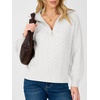 image:imageANRABESS Womens Cable Knit Quarter Zip Pullover Sweaters  Long Sleeve V Neck Collared Cozy Warm Loose Tops Business Casual Work Office Daily Wear 2026 Fall Winter Fashion OutfitsWhite