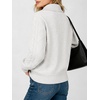 image:imageANRABESS Womens Cable Knit Quarter Zip Pullover Sweaters  Long Sleeve V Neck Collared Cozy Warm Loose Tops Business Casual Work Office Daily Wear 2026 Fall Winter Fashion OutfitsWhite
