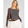image:imageANRABESS Womens Long Sleeve Boat Neck Lightweight Fitted Sweater  Wool Blend Soft Knit Comfy Soft Slim Fit Pullover Top Business Casual Outfits Work Fall Spring Transition ClothesDrak Taupe