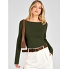 image:imageANRABESS Womens Long Sleeve Boat Neck Lightweight Fitted Sweater  Wool Blend Soft Knit Comfy Soft Slim Fit Pullover Top Business Casual Outfits Work Fall Spring Transition ClothesArmy Green