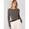 image:imageANRABESS Womens Long Sleeve Boat Neck Lightweight Fitted Sweater  Wool Blend Soft Knit Comfy Soft Slim Fit Pullover Top Business Casual Outfits Work Fall Spring Transition ClothesDrak Taupe