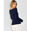 image:imageANRABESS Womens Long Sleeve Boat Neck Lightweight Fitted Sweater  Wool Blend Soft Knit Comfy Soft Slim Fit Pullover Top Business Casual Outfits Work Fall Spring Transition ClothesNavy Blue
