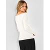 image:imageANRABESS Womens Long Sleeve Boat Neck Lightweight Fitted Sweater  Wool Blend Soft Knit Comfy Soft Slim Fit Pullover Top Business Casual Outfits Work Fall Spring Transition ClothesCream White