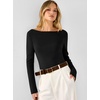 image:imageANRABESS Womens Long Sleeve Boat Neck Lightweight Fitted Sweater  Wool Blend Soft Knit Comfy Soft Slim Fit Pullover Top Business Casual Outfits Work Fall Spring Transition ClothesBlack