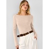 image:imageANRABESS Womens Long Sleeve Boat Neck Lightweight Fitted Sweater  Wool Blend Soft Knit Comfy Soft Slim Fit Pullover Top Business Casual Outfits Work Fall Spring Transition ClothesParchment
