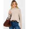 image:imageANRABESS Womens Long Sleeve Mock Neck Cropped Sweaters  Lightweight Ribbed Knit Pullover Sweater Tops Classic Soft Comfy Business Casual Work Travel Vacation Fall Winter OutfitsAlmond