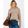 image:imageANRABESS Womens Long Sleeve Mock Neck Cropped Sweaters  Lightweight Ribbed Knit Pullover Sweater Tops Classic Soft Comfy Business Casual Work Travel Vacation Fall Winter OutfitsLight Khaki