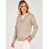image:imageANRABESS Womens Long Sleeve Sweaters Business Casual Tops  2 in 1 Faux Layer Crew Neck Soft Cozy Knit Lightweight Henley Pullover Sweater 2026 Fall Fashion Winter Layer ClothesAlmond