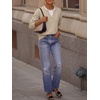 image:imageANRABESS Womens Long Sleeve Sweaters Business Casual Tops  2 in 1 Faux Layer Crew Neck Soft Cozy Knit Lightweight Henley Pullover Sweater 2026 Fall Fashion Winter Layer ClothesAlmond