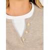 image:imageANRABESS Womens Long Sleeve Sweaters Business Casual Tops  2 in 1 Faux Layer Crew Neck Soft Cozy Knit Lightweight Henley Pullover Sweater 2026 Fall Fashion Winter Layer ClothesAlmond