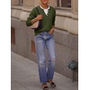 image:imageANRABESS Womens Long Sleeve Sweaters Business Casual Tops  2 in 1 Faux Layer Crew Neck Soft Cozy Knit Lightweight Henley Pullover Sweater 2026 Fall Fashion Winter Layer ClothesArmy Green