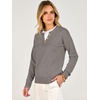 image:imageANRABESS Womens Long Sleeve Sweaters Business Casual Tops  2 in 1 Faux Layer Crew Neck Soft Cozy Knit Lightweight Henley Pullover Sweater 2026 Fall Fashion Winter Layer ClothesGrey Khak