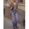 image:imageANRABESS Womens Long Sleeve Sweaters Business Casual Tops  2 in 1 Faux Layer Crew Neck Soft Cozy Knit Lightweight Henley Pullover Sweater 2026 Fall Fashion Winter Layer ClothesGrey Khak