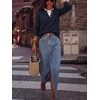image:imageANRABESS Womens Long Sleeve Sweaters Business Casual Tops  2 in 1 Faux Layer Crew Neck Soft Cozy Knit Lightweight Henley Pullover Sweater 2026 Fall Fashion Winter Layer ClothesNavy Blue