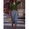 image:imageANRABESS Womens Long Sleeve Sweaters Business Casual Tops  2 in 1 Faux Layer Crew Neck Soft Cozy Knit Lightweight Henley Pullover Sweater 2026 Fall Fashion Winter Layer ClothesArmy Green
