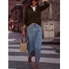 image:imageANRABESS Womens Long Sleeve Sweaters Business Casual Tops  2 in 1 Faux Layer Crew Neck Soft Cozy Knit Lightweight Henley Pullover Sweater 2026 Fall Fashion Winter Layer ClothesCoffee
