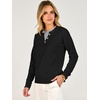 image:imageANRABESS Womens Long Sleeve Sweaters Business Casual Tops  2 in 1 Faux Layer Crew Neck Soft Cozy Knit Lightweight Henley Pullover Sweater 2026 Fall Fashion Winter Layer ClothesBlack