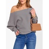 image:imageANRABESS Womens Off The Shoulder Sweater Knit Pullovers Tops  Soft StretchyLong Batwing SleeveLoose FitOversized SweaterGoing Out Tops2026 Fall FashionWinter ClothesPurple Taupe
