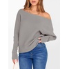 image:imageANRABESS Womens Off The Shoulder Sweater Knit Pullovers Tops  Soft StretchyLong Batwing SleeveLoose FitOversized SweaterGoing Out Tops2026 Fall FashionWinter ClothesGray Apricot