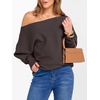 image:imageANRABESS Womens Off The Shoulder Sweater Knit Pullovers Tops  Soft StretchyLong Batwing SleeveLoose FitOversized SweaterGoing Out Tops2026 Fall FashionWinter ClothesRed Coffee