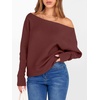 image:imageANRABESS Womens Off The Shoulder Sweater Knit Pullovers Tops  Soft StretchyLong Batwing SleeveLoose FitOversized SweaterGoing Out Tops2026 Fall FashionWinter ClothesRust