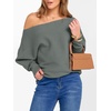 image:imageANRABESS Womens Off The Shoulder Sweater Knit Pullovers Tops  Soft StretchyLong Batwing SleeveLoose FitOversized SweaterGoing Out Tops2026 Fall FashionWinter ClothesGrey Green
