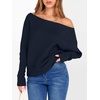 image:imageANRABESS Womens Off The Shoulder Sweater Knit Pullovers Tops  Soft StretchyLong Batwing SleeveLoose FitOversized SweaterGoing Out Tops2026 Fall FashionWinter ClothesNavy Blue
